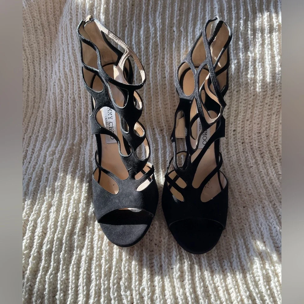 Jimmy Choo suede cutout heels. - Picture 2 of 6